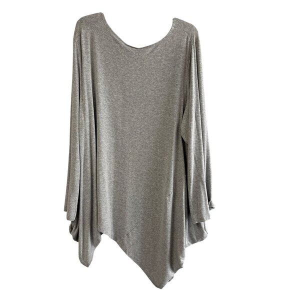 Bryn Walker Gray Terry Asymmetrical Top Long Sleeve Size Large Rayon Lagenlook - Picture 1 of 5